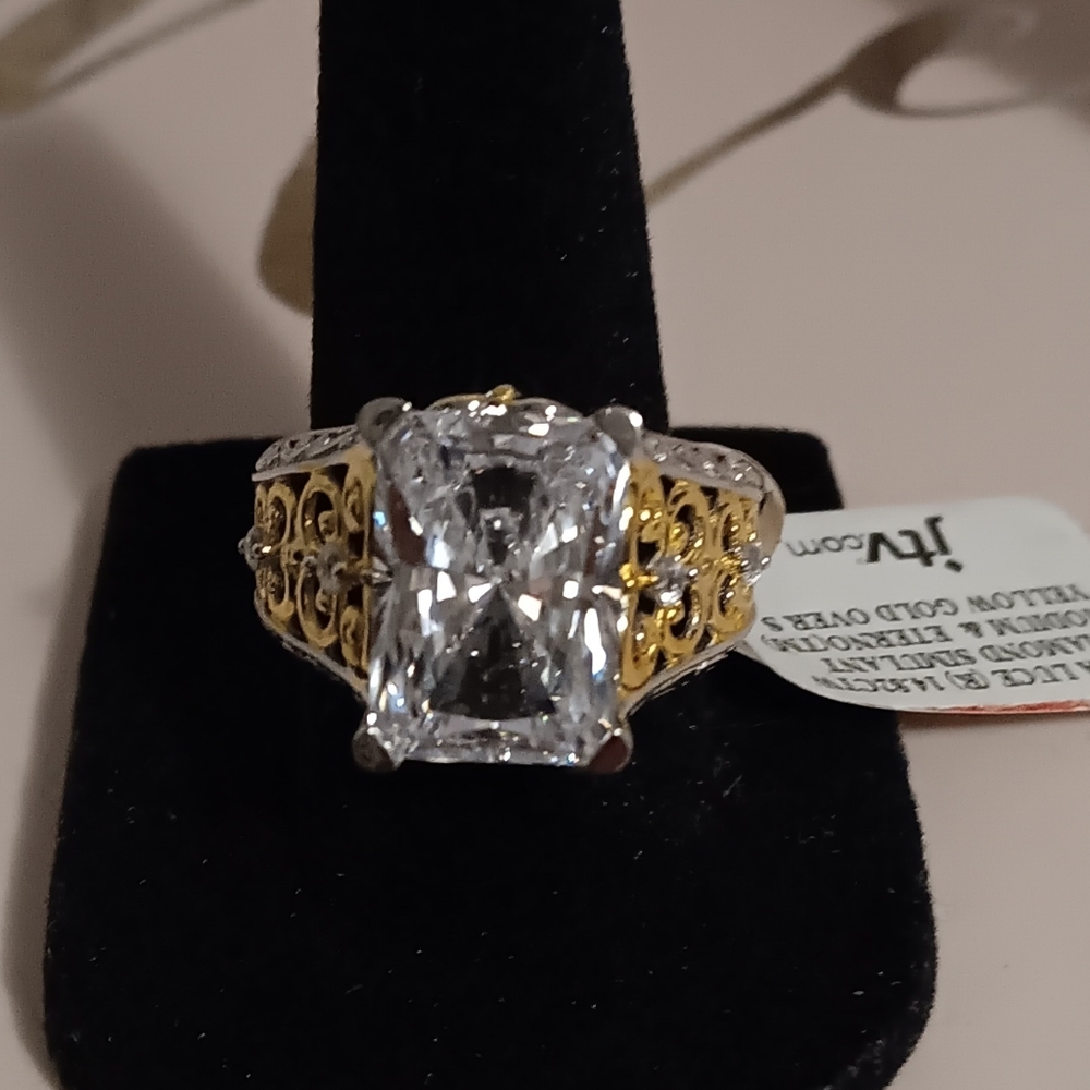 COCKTAIL RING 18K YELLOW GOLD OVER STERLING SILVER SIZE… - Picture 2 of 12